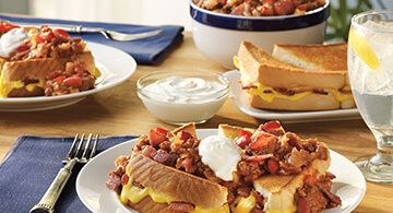 Bacon Grilled Cheese Sandwiches smothered with Bacon Sloppy Joe